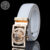 Gold buckle white belt